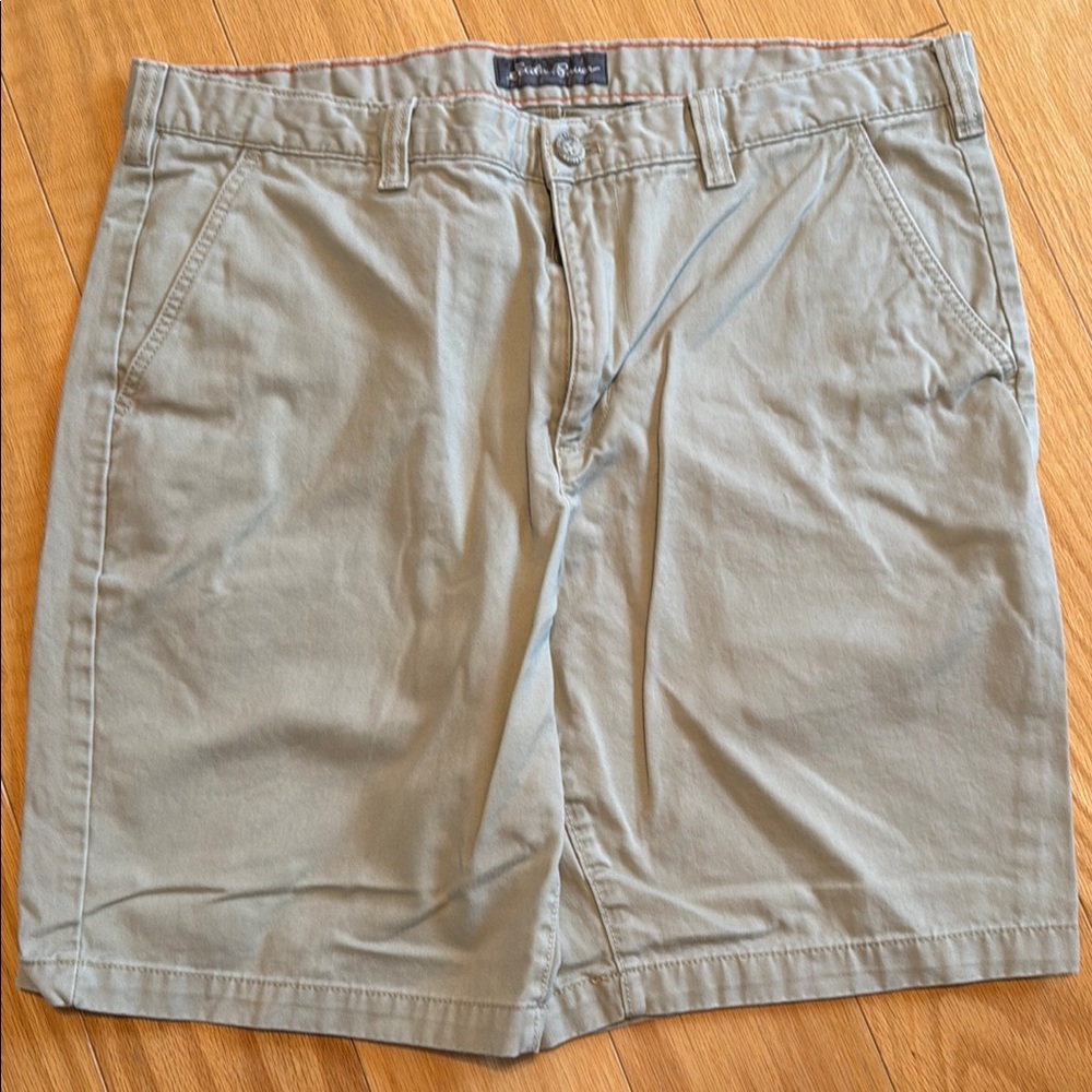 Tan Flat Front Shorts for Casual Wear